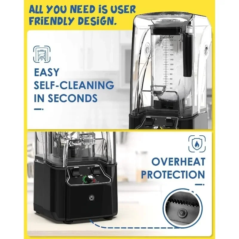 Тихий профессиональный блендер для смузи, блендер для коммерческих и домашних помещений
