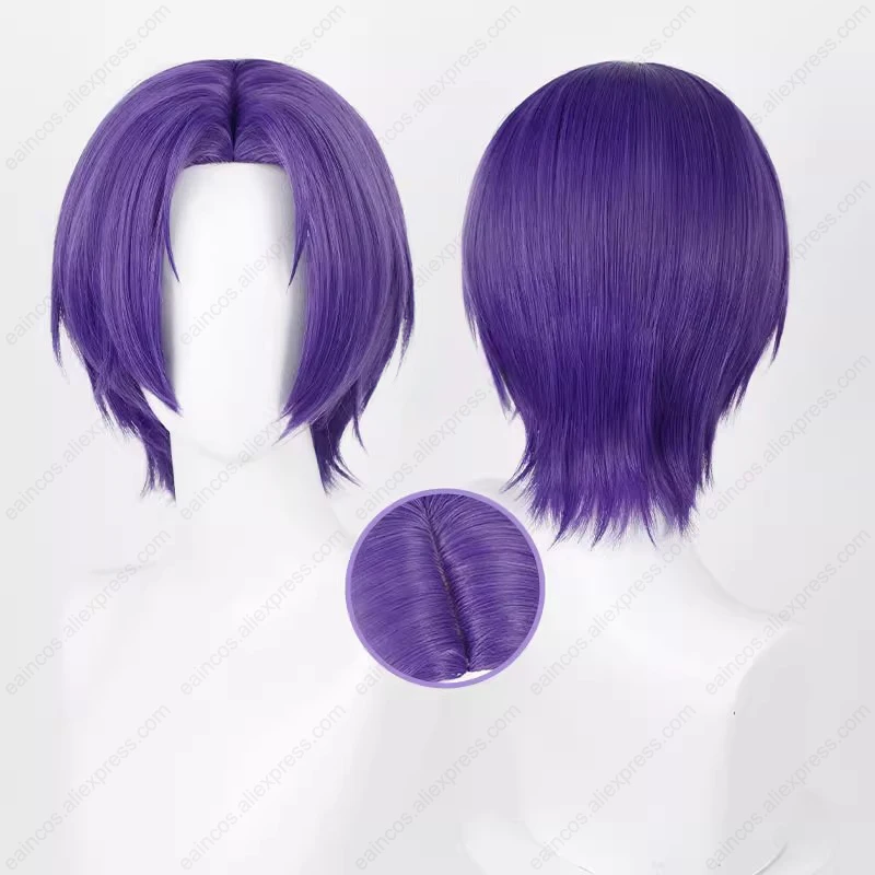 Peluca de Cosplay de Anime Reo Mikage, pelo sintético resistente al calor, corto, Morado, 30cm