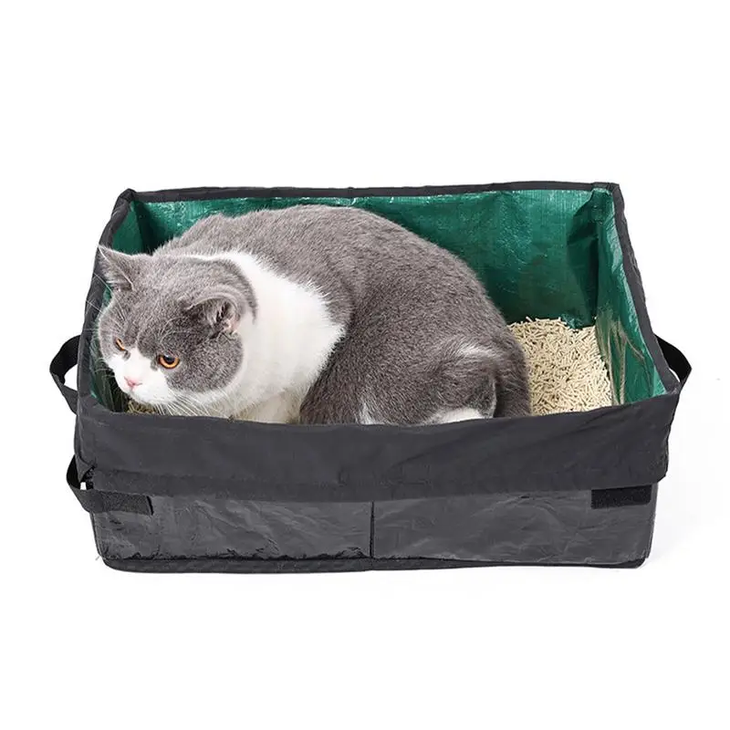 

Travel Litter Box For Cats Foldable Litter Box Leakproof Low Entry Carrier Odor Control Tray Portable For Travel Car Kittens
