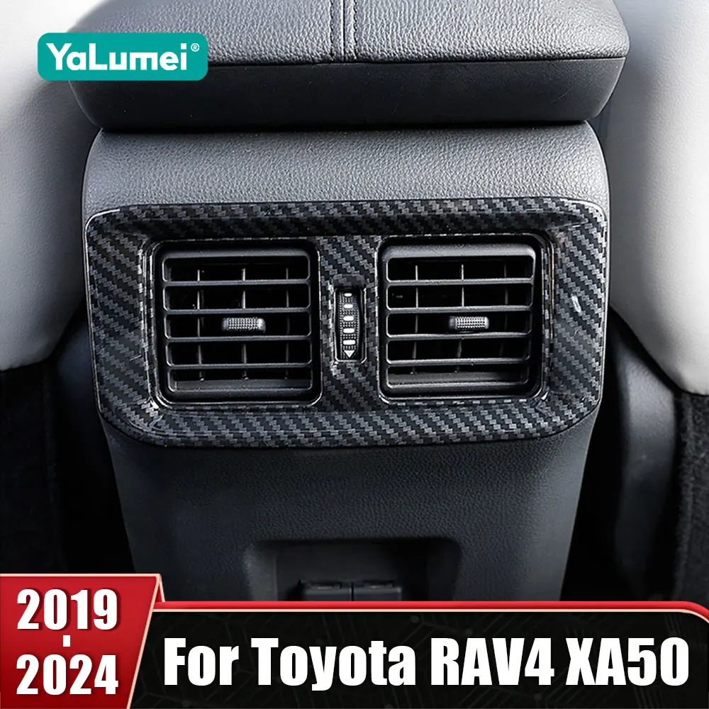 

For Toyota RAV4 XA50 Hybrid 2019-2021 2022 2023 2024 Stainless Car Rear Air Conditioning Vent Outlet Frame Trim Cover Stickers