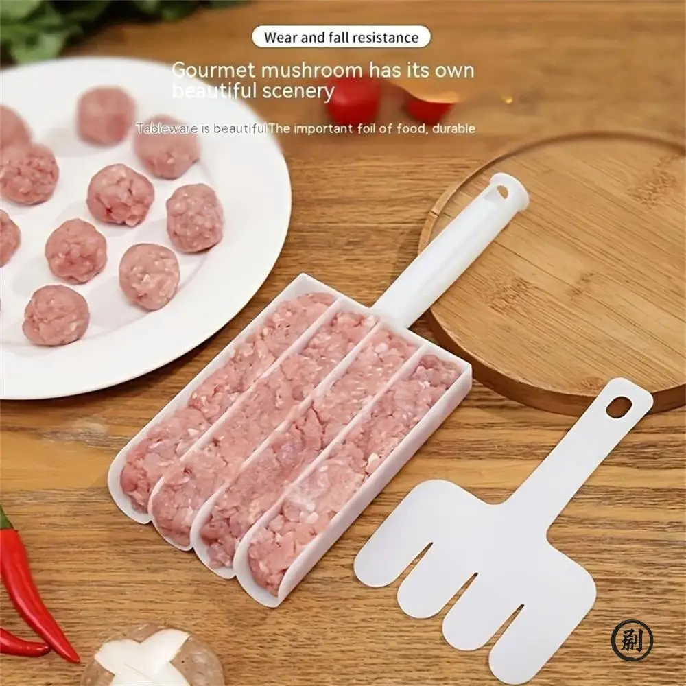 1 cocina cuádruple arroz carne máquina de bola de masa hervida pescado albóndigas molde doméstico cuchara de plástico procesamiento de llenado de carne