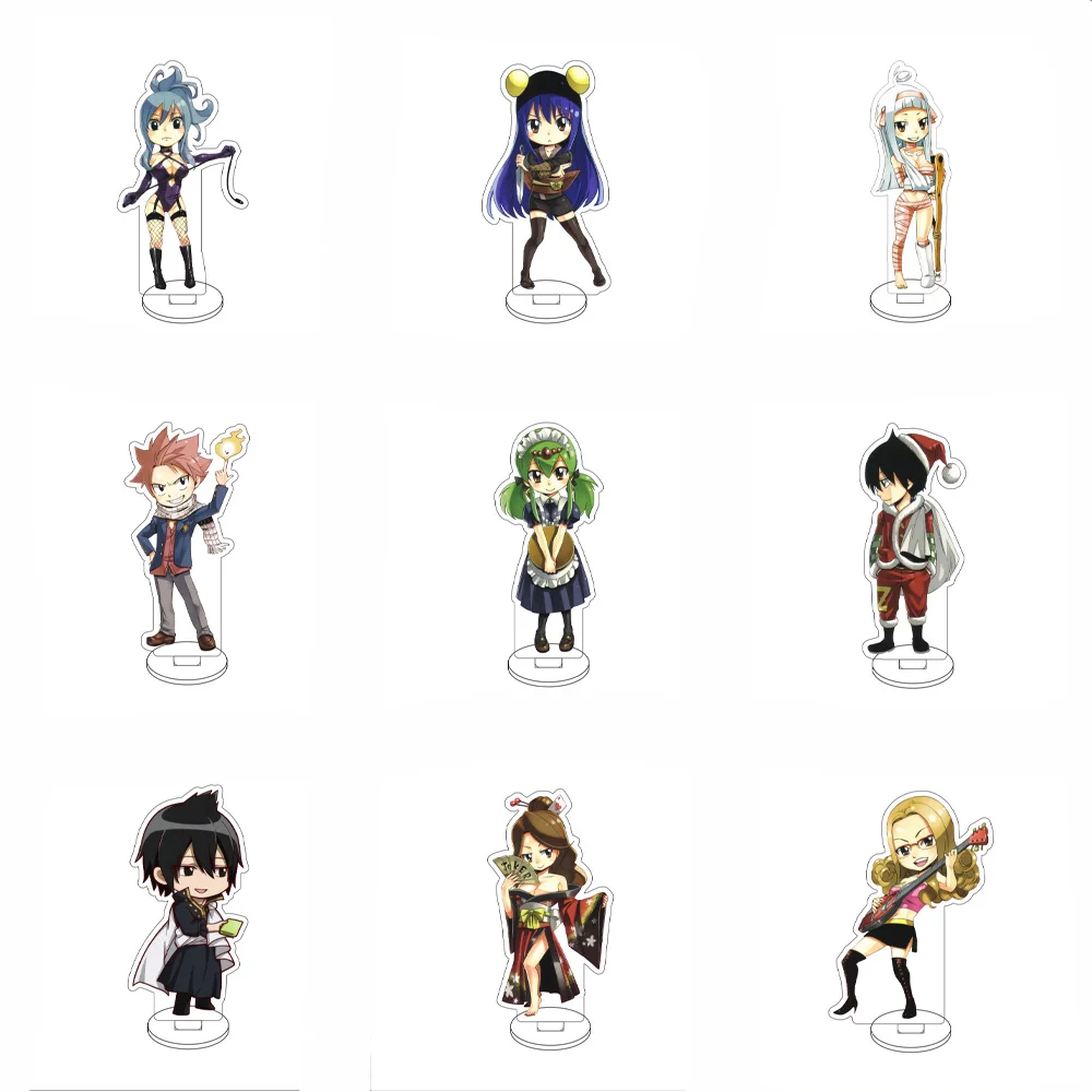 Figura de Anime FAIRY TAIL de 10CM, soporte, modelo Juvia Lockser/Lisanna Strauss/Grey Fullbuster, bonita decoración de escritorio, letrero de pie, regalos