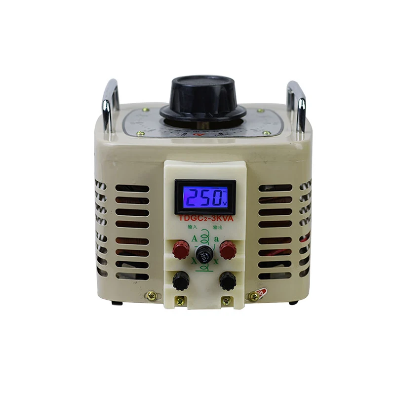 TDGC2-3KVA All Copper Manual Single-Phase Voltage Regulator Digital Display Adjustable Transformer Single Contact AC Voltage Reg