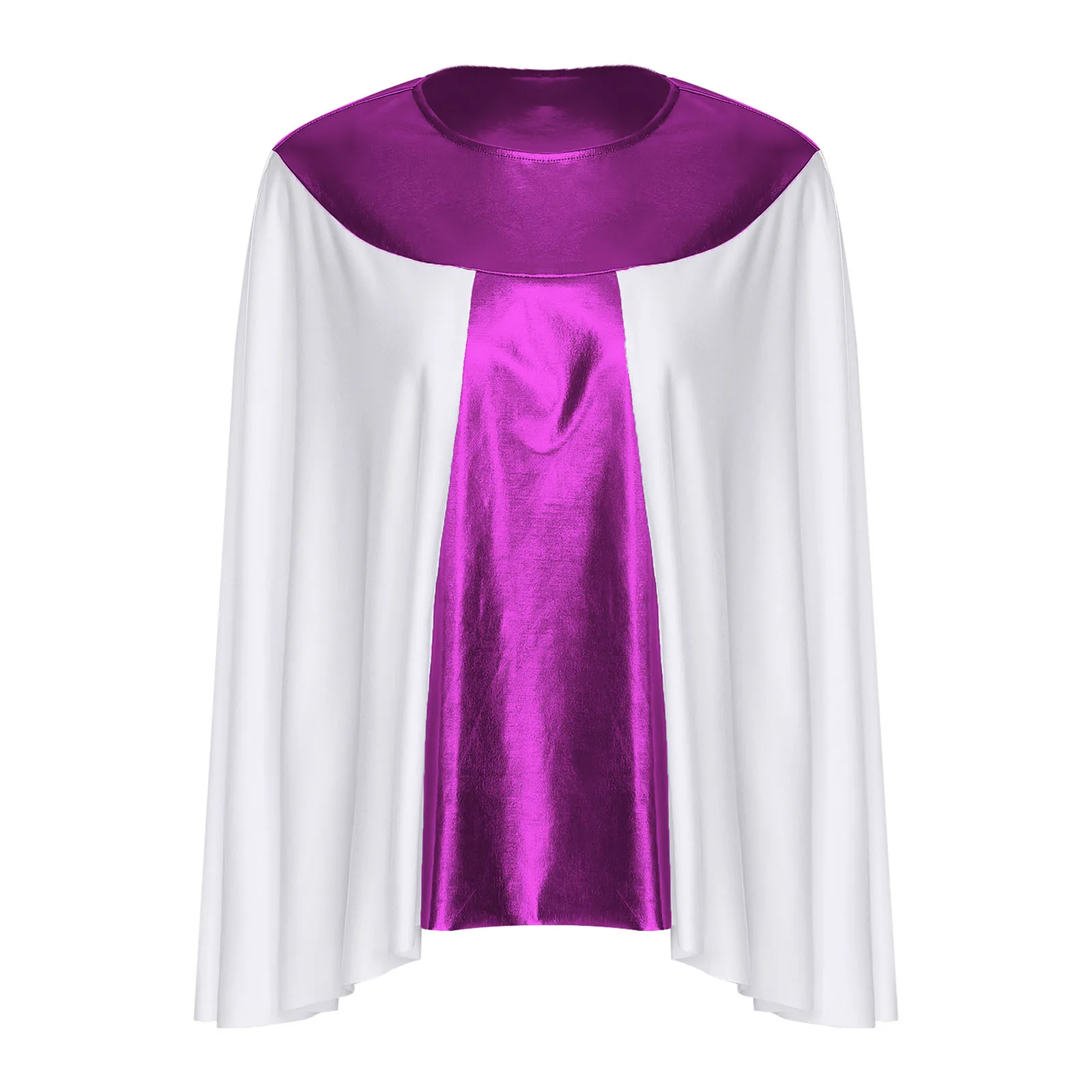 

Women Praise Liturgical Worship Dance Cape Metallic Patchwork Pullover Cloak Overlay Shirt for Dance Church Choir Performance