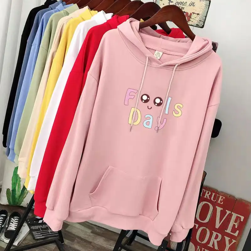 DAYIFUN Plus Size 100KG Hoodies Women 2023 Kawaii Cartoon Printed Hooded Sweatshirt Spring Autumn Female Loose Thin Pullover Top