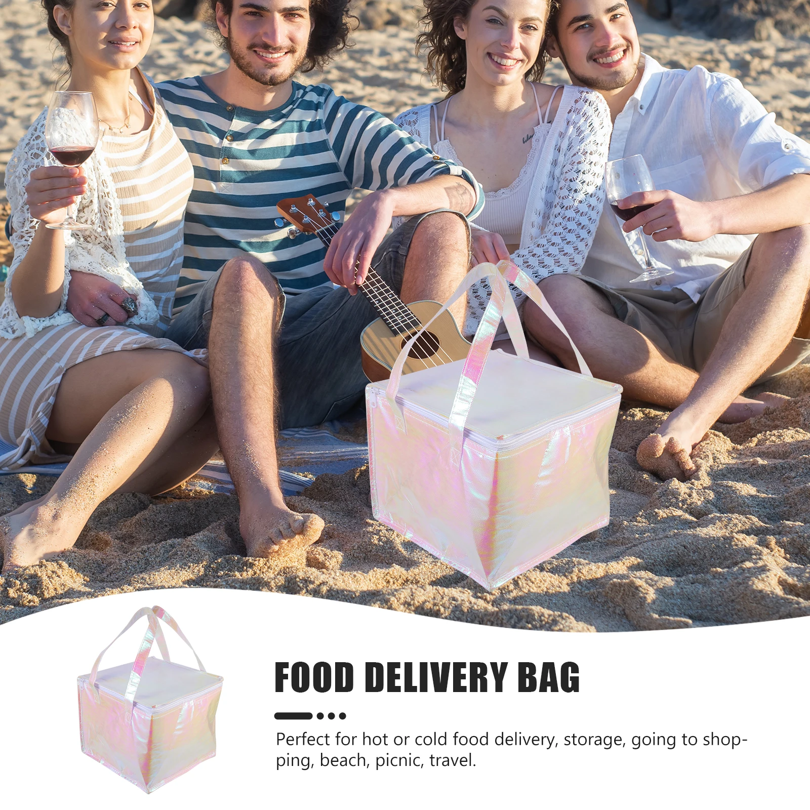 

Insulated Food Delivery Bag Thermal Grocery Carrier for Hot Cold Collapsible Storage Shopping Picnic Travel Takeout Container
