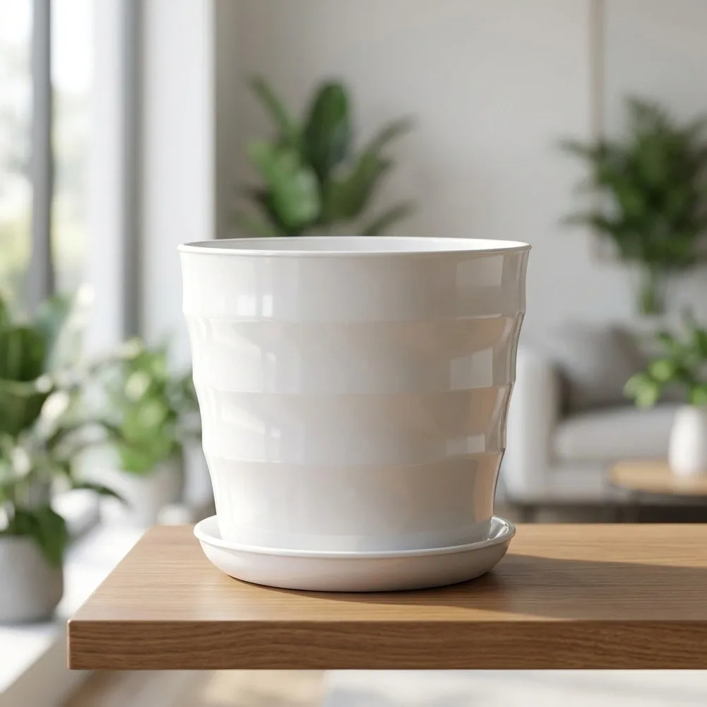 Balcony Plants 13.5*12.6cm Drainage Flowerpot Decorative Planters Classic Solid Colors Effective Drainage System