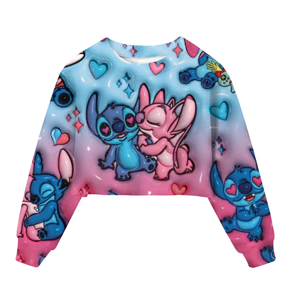 

Disney Stitch Girls' Hoodie Spring And Autumn Short Hoodie Long Sleeve Top Children's Sweatshirt Disney Stitch Cartoon Print