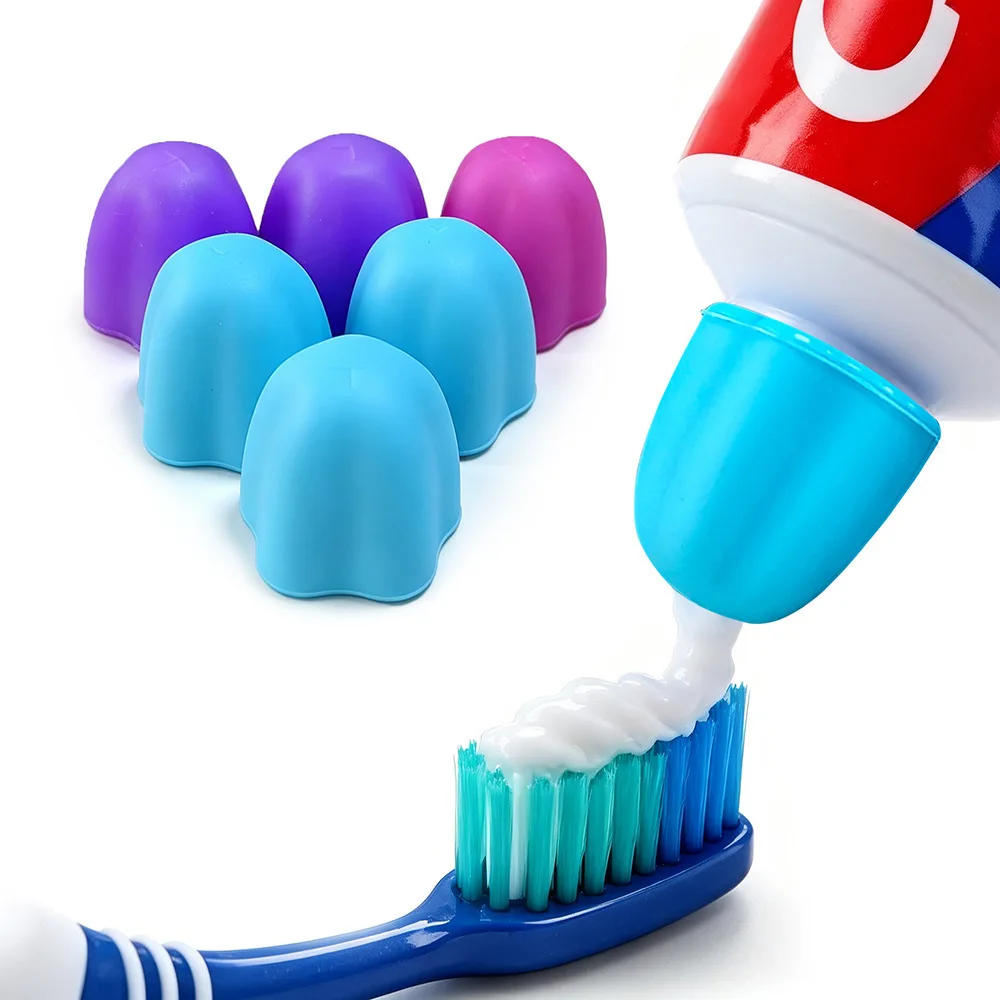 3/6Pcs Dust‑Proof Self‑Squeeze Toothpaste Caps, Soft Self‑Closing Waste‑Free Toothpaste Tube Dispenser for Bathroom