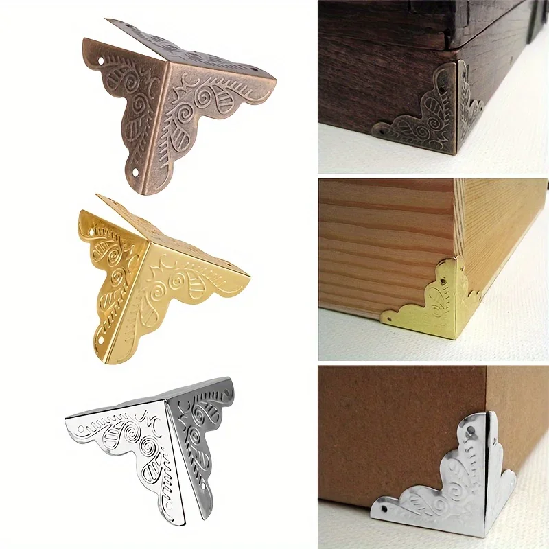 12pcs Wooden Box Corner Protector Cover Guard  for Jewelry Chest Wine Gift Case Decorative Bronze Golden Silver DIY image 4