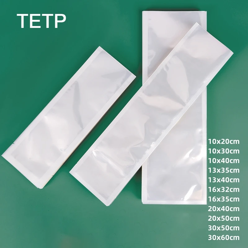 TETP 50Pcs Transparent Slender Strip Nylon Vacuum Food Bags Ginseng Ham Sausage Sealing Packaging Storage For Small Business