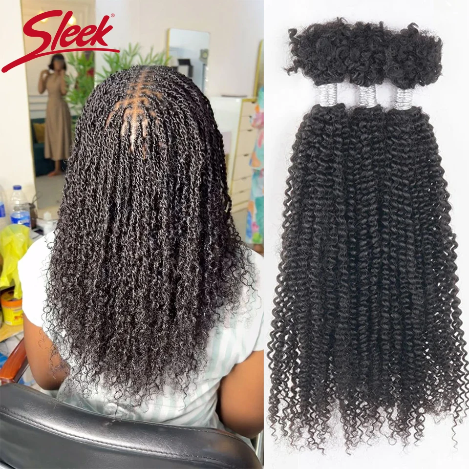 Sleek Kinky Twist Crochet Braiding Hair 100% Human hair Bundles Curly Human Hair Bulks QVR 3 PCS Afro Kinky V Bulk Hair for