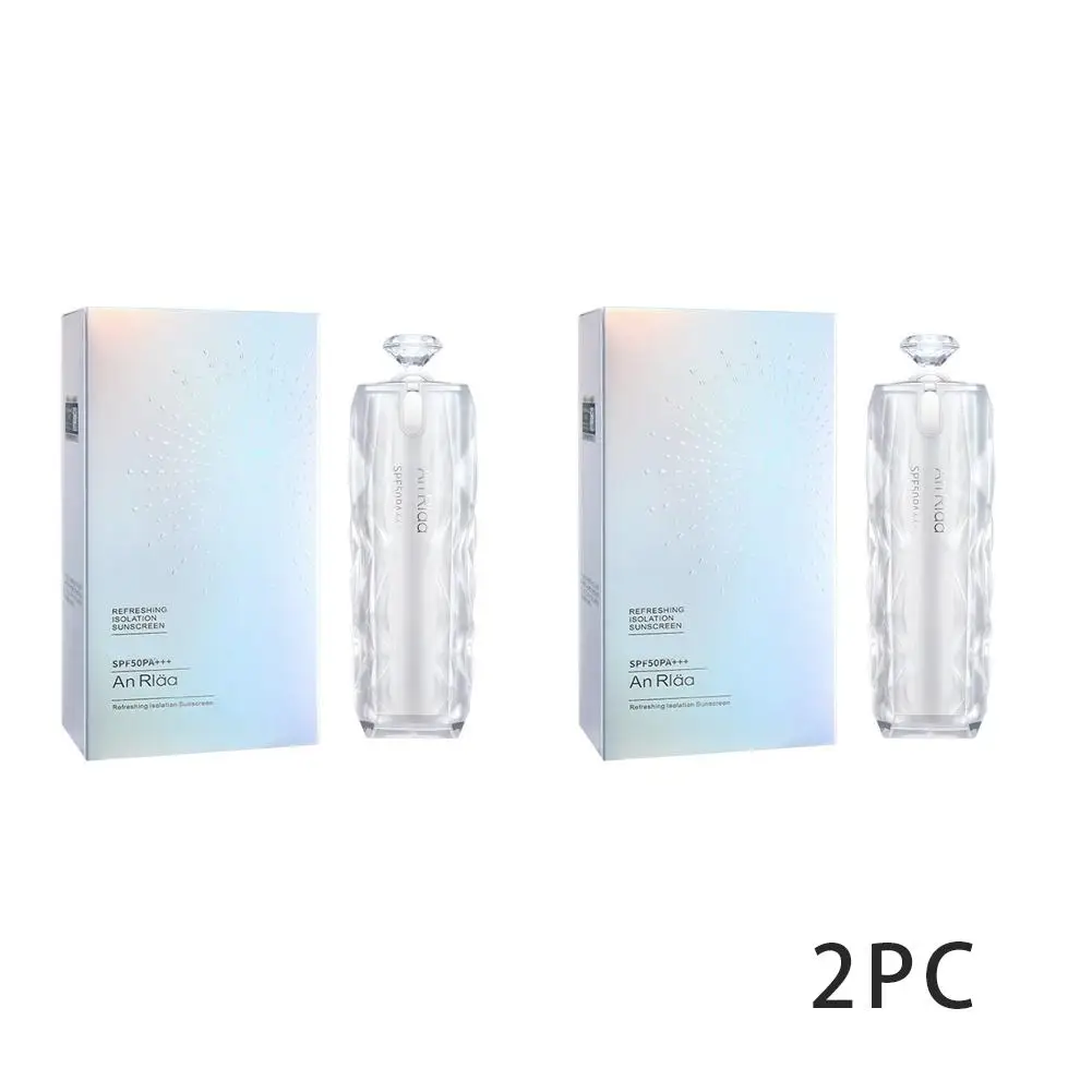 Protetor solar rosto branco garrafa, isolamento uv, clareamento, refrescante, non-freeze, luz, respirável, isolamento de protetor solar, n0g8, 2 em 1