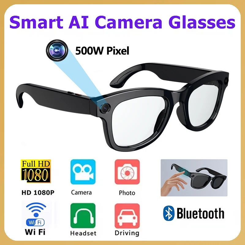 

New AI Smart Glasses HD 1080P Camera Polarized Sunglasses Mini Camera Video Recorder Security Sports DVR Surveillance Camcorder