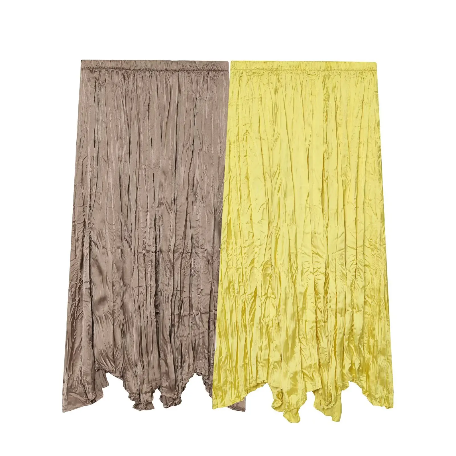 

Withered Skirt Woman Clothing Faldas Skirts Elastic Waist, Irregular Hem, High-end Mid Length Skirt