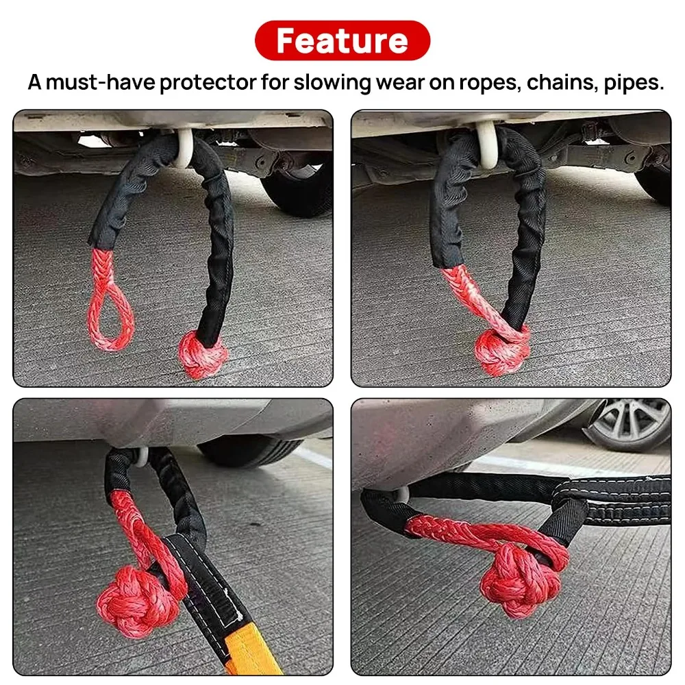 Car Universal Winch Rope Protector Winch Cable Cover Winch Rope Protective Sleeve Polyester Cable Line