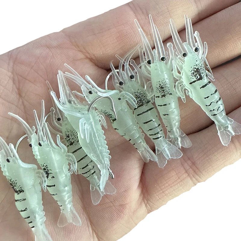 New 510/20pcs Goture Shrimp Lures For Freshwater Saltwater, Luminous Shrimp Bait Set With Sharp Hook And Bead