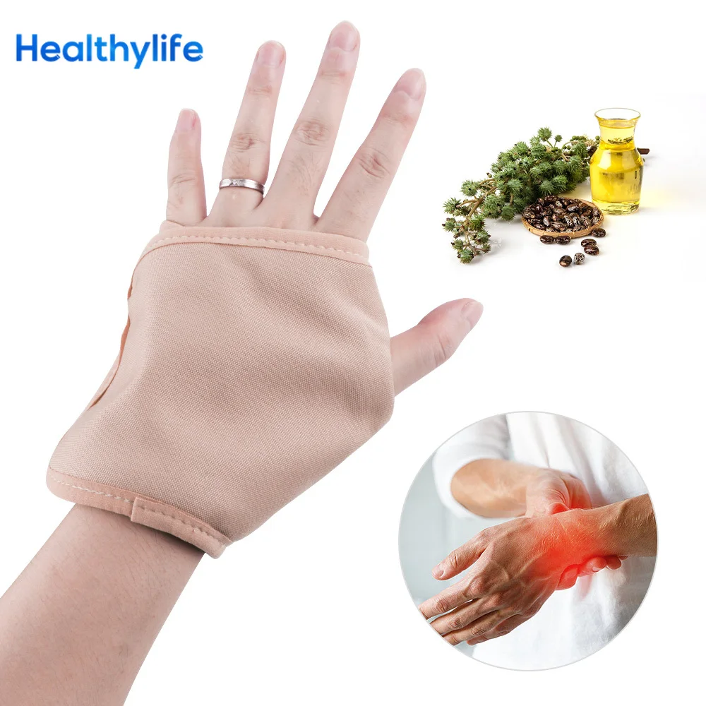 Castor Oil Pack Wrap for Hand Finger, Reusable Organic Castor Oil Packs for Detox,Constipation, Washable Strap Anti Oil Leak