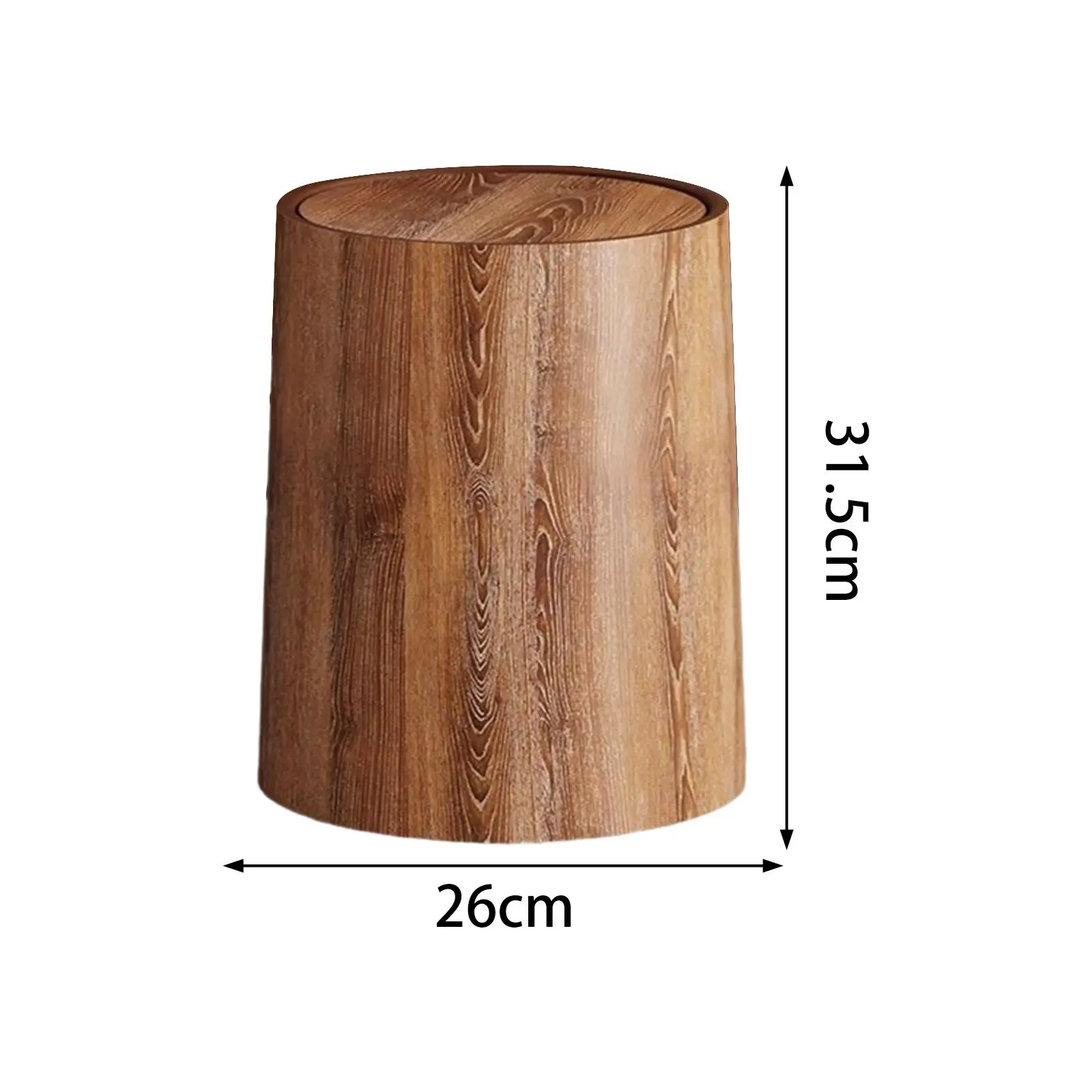 Bathroom Trash Can Household Trash Bin Waste Bin with Swing Lid Garbage Container Wood Grain Trash Can for Office Bedroom