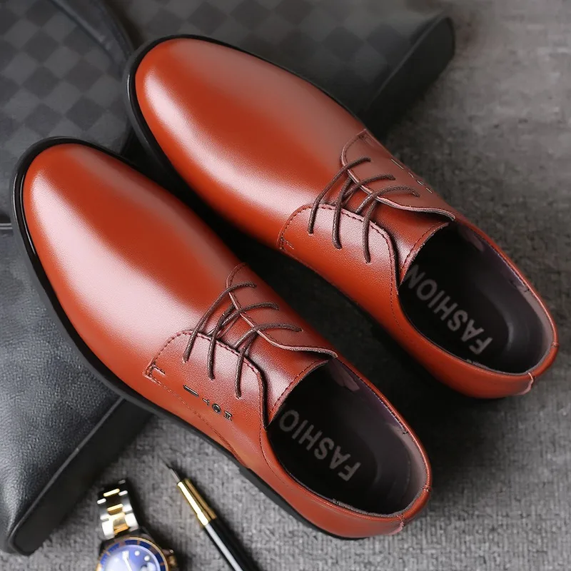 man black dress shoes leather casual business official shoes for man derby brown man suit shoes soulier homme de mariage