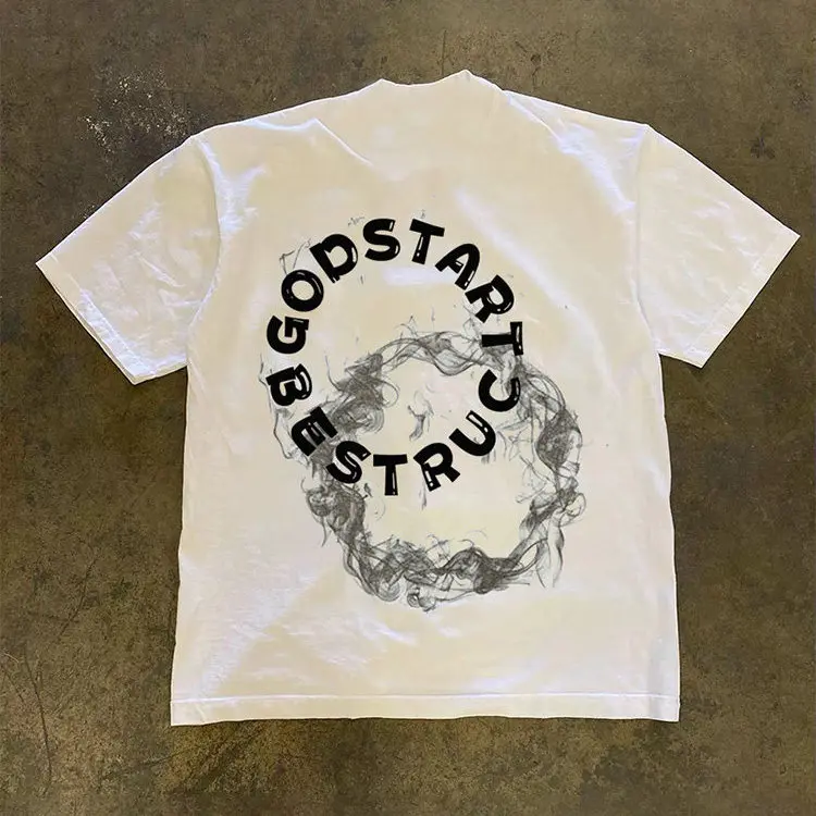Pure Cotton Double Thread Loose Fit Short Sleeve T-Shirt Men's Style Comfortable Breathable Summer Top American Retro Design