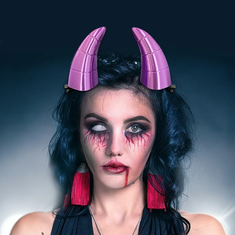 95AB 1 para diabelskich rogów spinki do włosów Halloween demony spinka do włosów kostium cosplay na Halloween akcesoria dla — zdjęcie 3