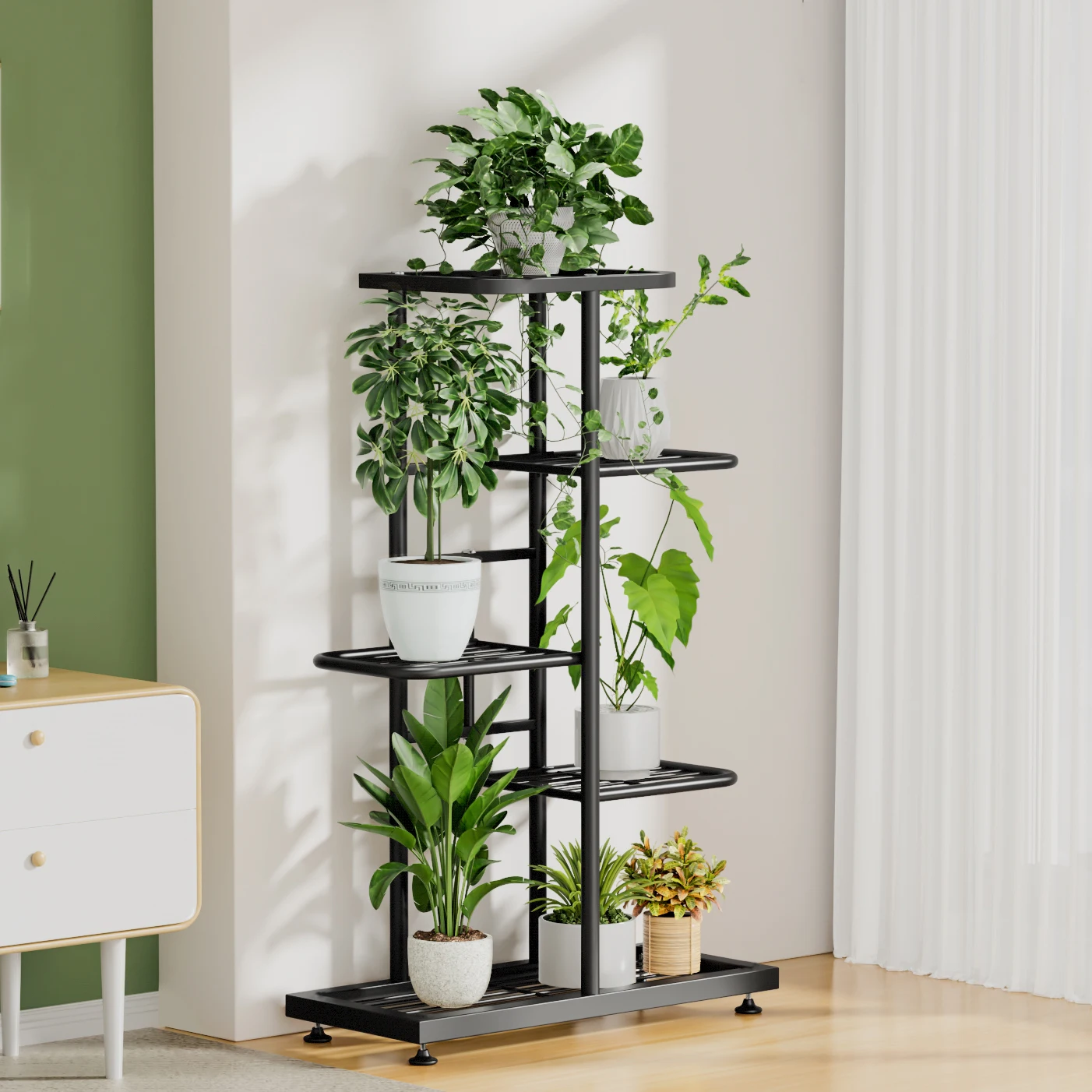 Plant Shelves Iron Potted Flower Plant Stand Rack Multiple Flower Pot Holder Shelf Indoor Outdoor Planter Display Organizer