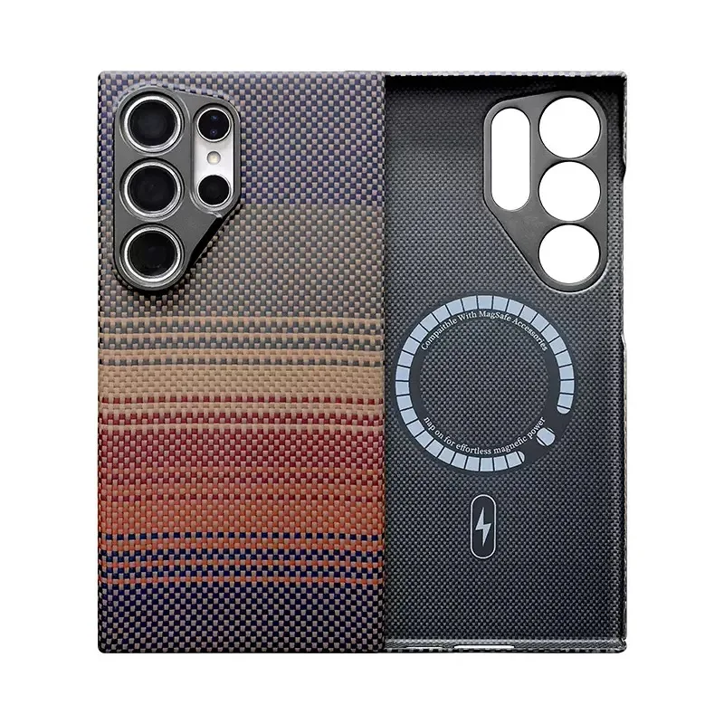 

Для Magsafe для Samsung Galaxy S25 + S24 S25Ultra чехол из настоящего чистого углеродного волокна, ультратонкий чехол из арамидного волокна с магнитом