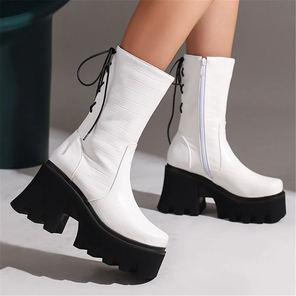 2024 Gothic Punk Fashion Women Ankle boots Wedges High Heels Platform Ankle boots Female Street Cosplay Autumn Winter Shoes