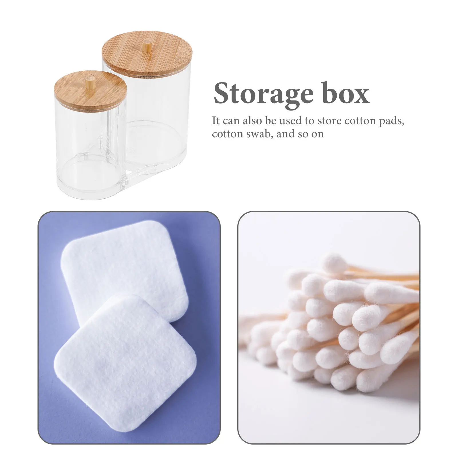 

Clear Cotton Swab Holder Acrylic Makeup Pads Storage Box Toothpicks Container Lid Bathroom Organizer Portable Small Bathroom Jar