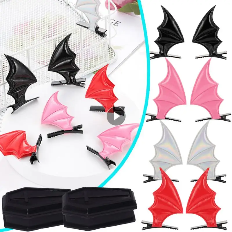 Halloween Bat Shape Hairpin Gothic Kids Female Clip Headdress Punk Hair Clip For Haunted House Party Head Decor Halloween Gifts