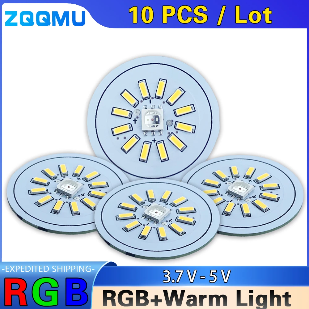 aluminio led light board round rgb mais warm light baixa tensao night lamp beads faca voce mesmo fonte usb home panel 5v 3w smd5050 10 pcs 01