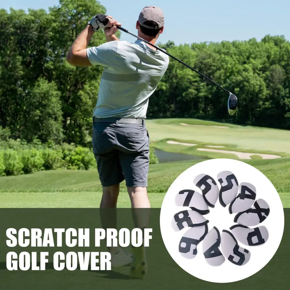 Golf Club Head Cover 10pcs Waterproof Neoprene Golf Iron Club Covers Numbered Wedge Headcovers Protective Golf Club Accessories