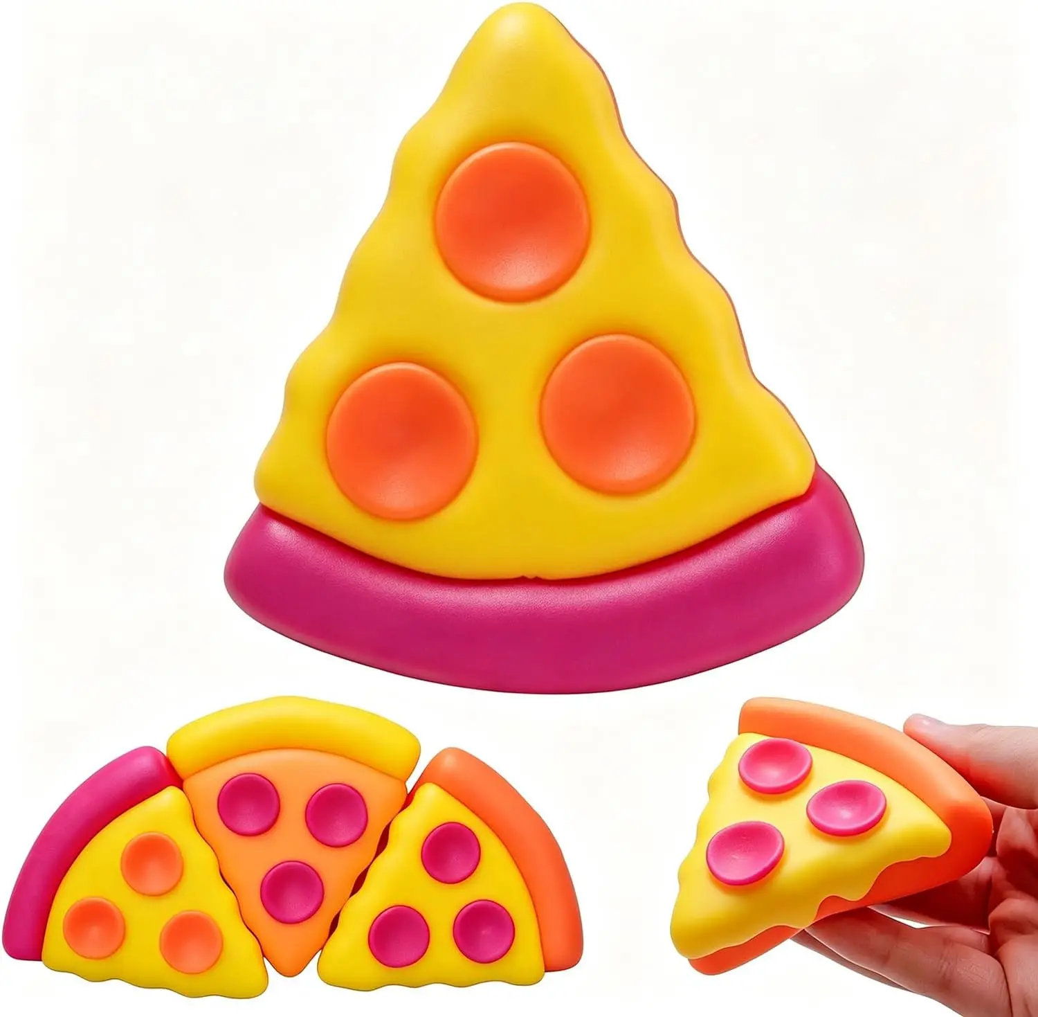 Dual Color Pizza Slice Pop Dot Squeeze Squishy Fidget Tactile Stress Relief Blind Box Desktop Leisure Decor Holiday Present