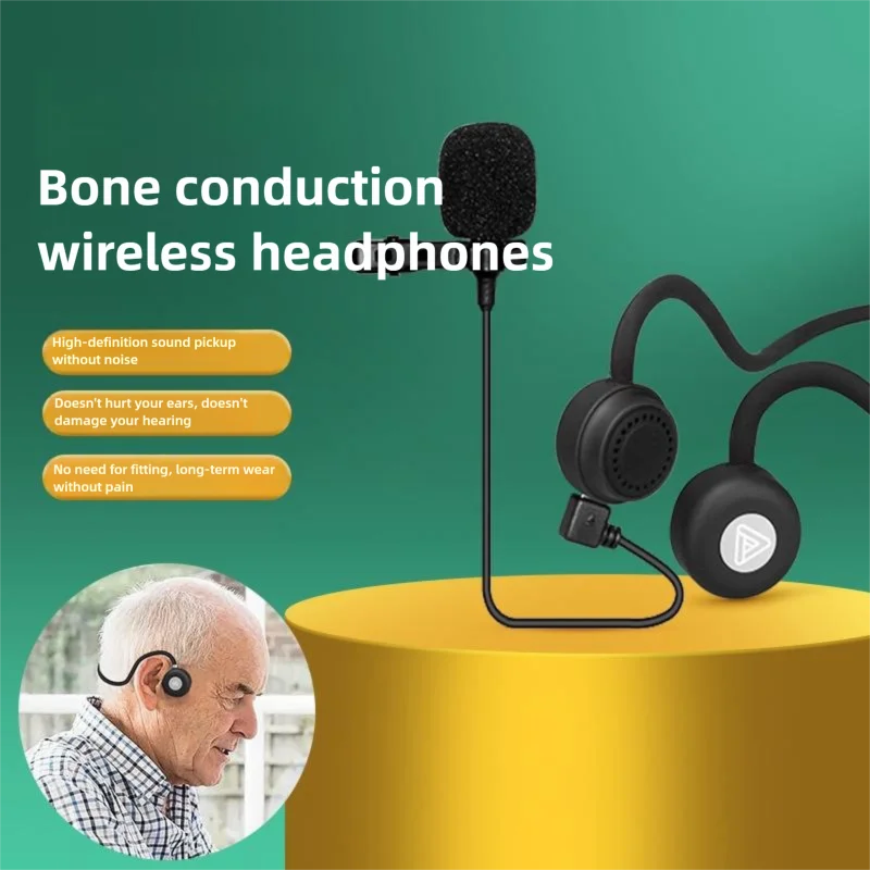 

Bone Conduction Wireless Bluetooth Headphones Protable Not-In-Ear Ear Hook Long Battery Life IPX6 With Microphone For Elderly