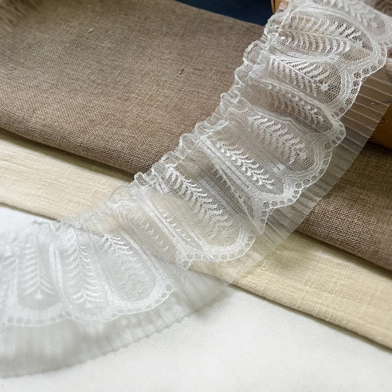 

Pleated Lace Trimming Ruffle Ribbons For Dress Sleeves Cuff DIY Clothing Sewing Accessories Lace Edge Crafts Materials
