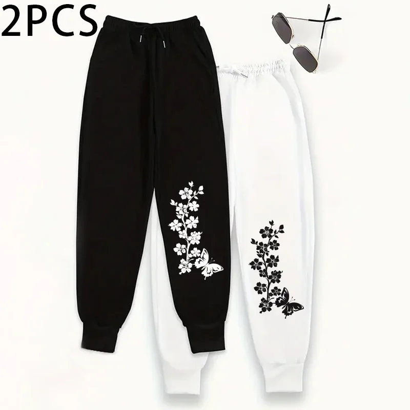 2 حزمة المرأة ركض استرخاء صالح Sweatpants والشتاء صالة فستان أطفال مع سروال داخلي 2025 الخريف الحرارية الراحة صالح بناطيل كاجوال 2 قطعة