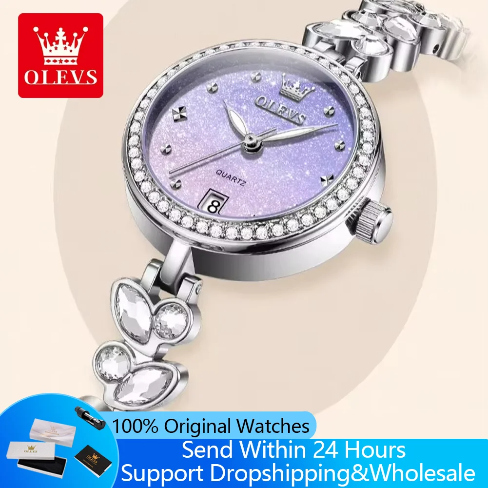 OLEVS 5679 New Women's Quartz Watches Fashion Luxury Diamond Mermaid Bracelet Wrist Watch for Women Elegant Ladies Dress Watches