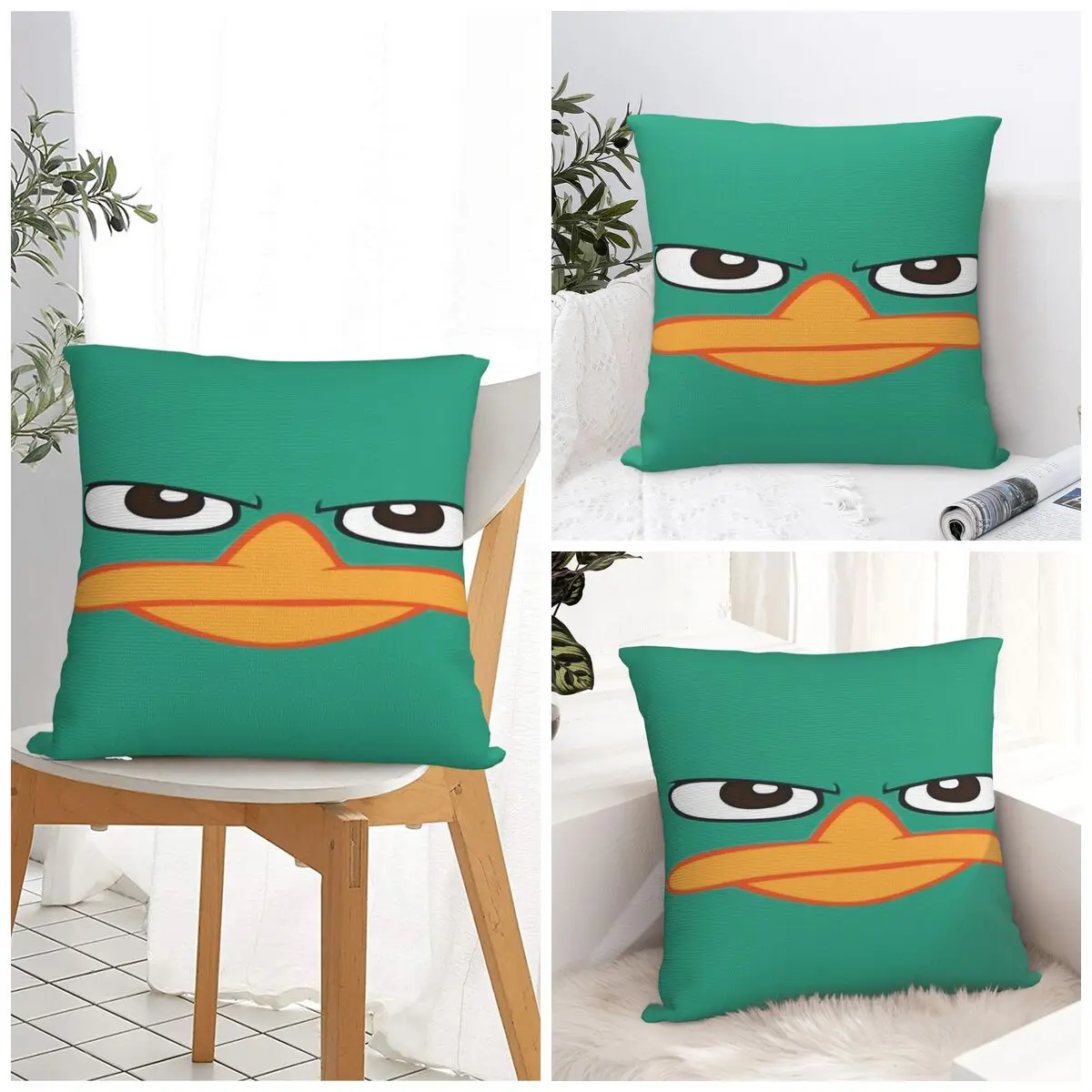 Pillow Case Perry The Platypus Polyester Pillow Cover P-Phineas and F-FerbS Retro Trendy Cushion Cover Living Room Chair