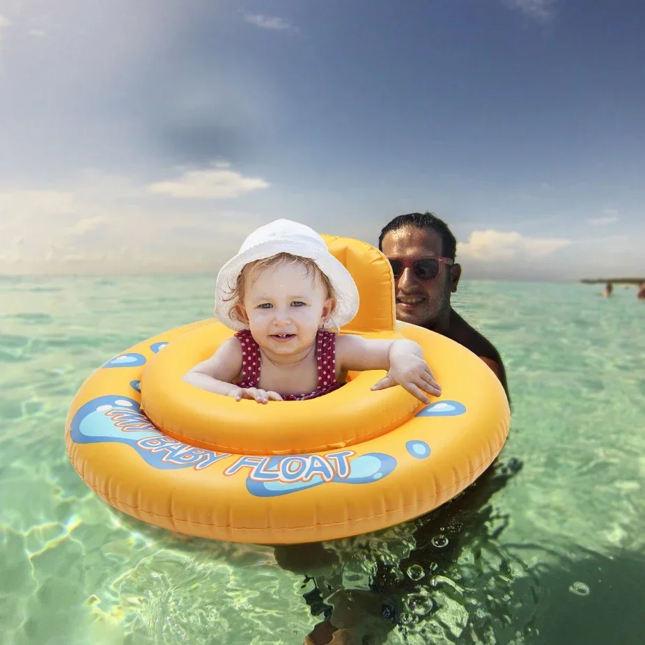 Swim Ring Baby Swimming Seat Baby Toys Cute Summer Inflatable Toddlers Bathtub Kids Wheels Portable Swimming Float Ring