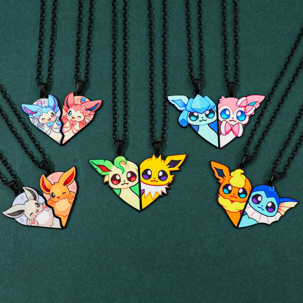 Kalung Liontin Anime Pokemon Eevee Leafeon Vaporeon Flareon Espeon Sylveon Jolteon Glaceon Love Splicing