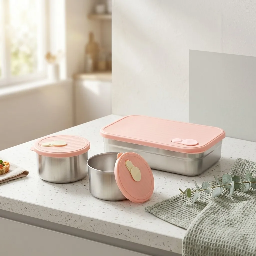 Bento Lunch Box Set Microwave Safe 304 Stainless Steel Food Storage Containers Meal Prep for Kids Adults Kitchen Accessories