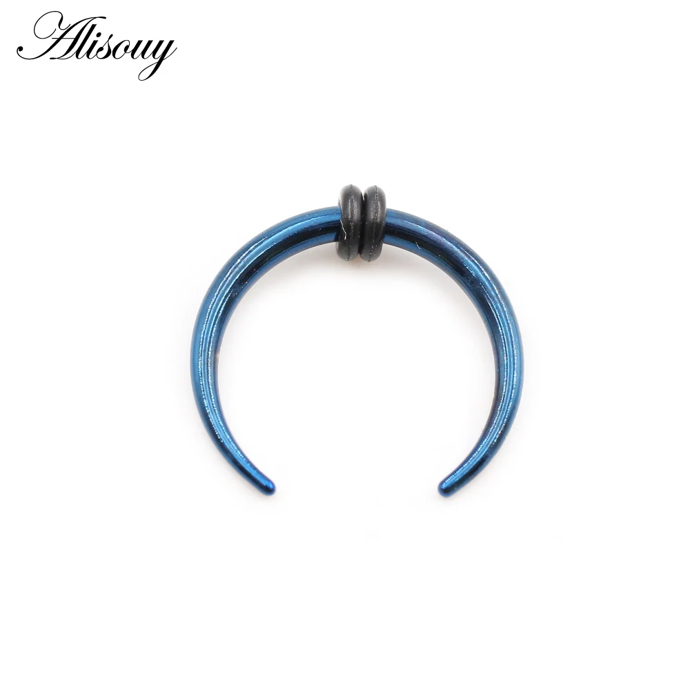 Alisouy 1PC 14/16G Gauge Stainless Steel Buffalo Horn Bull Taper Claw Flesh Ear Tunnel Expander Stretcher Nails Studs Nose Rings