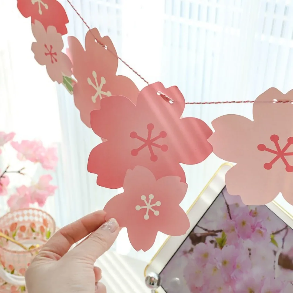 Bannière en papier en fleurs de cerisier, guirlande suspendue pour fiançailles, réception nuptiale, fournitures de mariage Boho, décorations de fête d'anniversaire