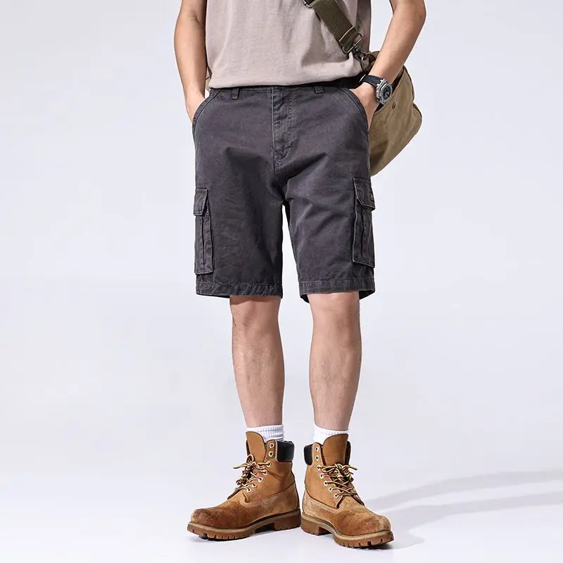 

Summer New American Style Cargo Shorts for Men, Trendy Brand, Pure Cotton, Loose Casual Five-Point Shorts, Thin Breathable Strai