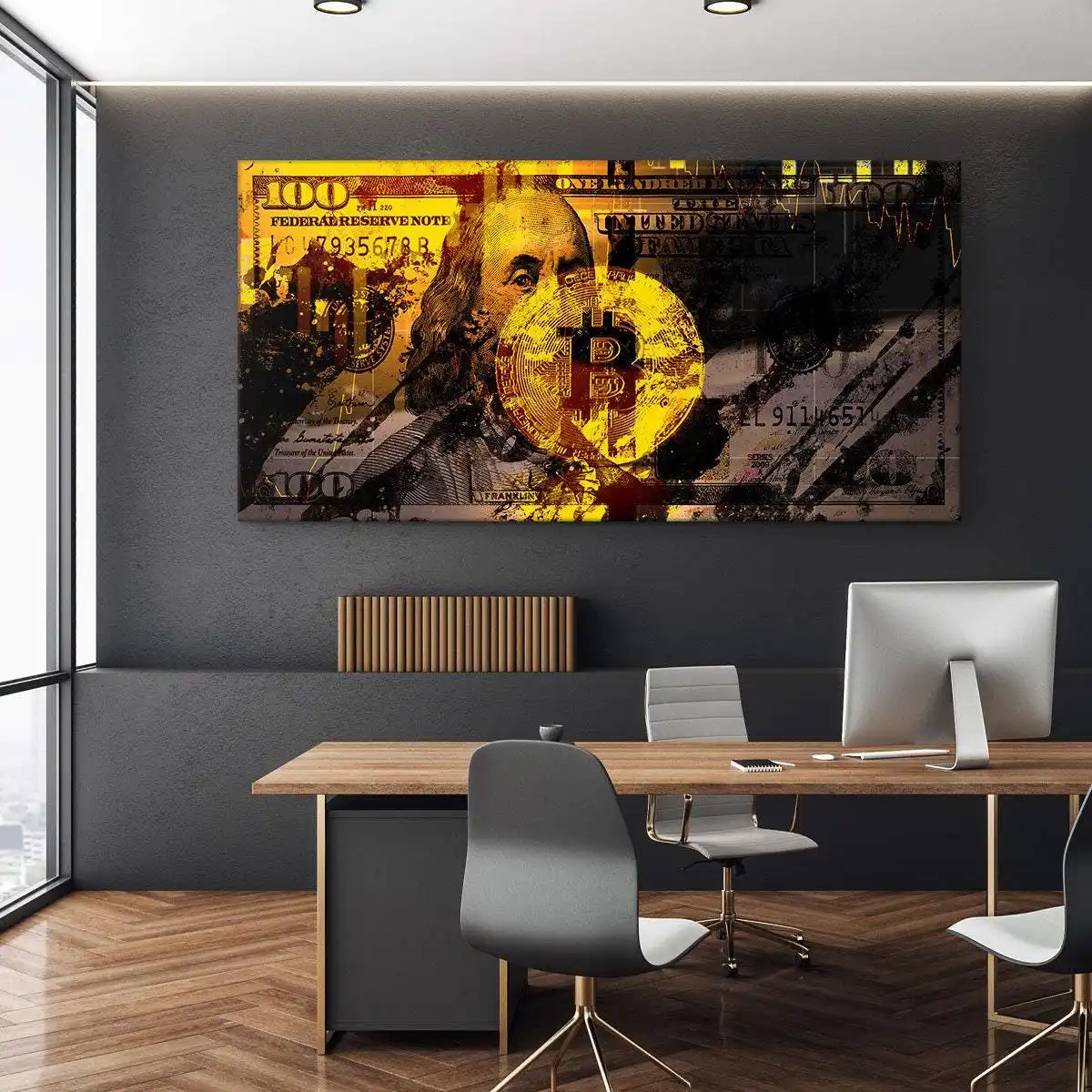 بيتكوين قماش التشفير التاجر جدار الفن الحديثة العملة المشفرة المشارك التاجر مكتب جدار الفن الثور الدب قماش يطبع ديكور التداول