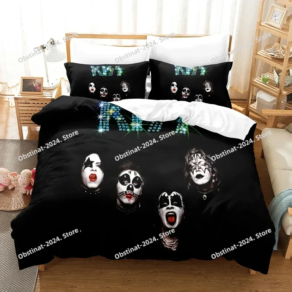 

Kiss Band Bedding Set Single Rock Print Bed Set With Pillowcase Bed Duvet Cover Soft Single Double Queen Super King Size Bedroom