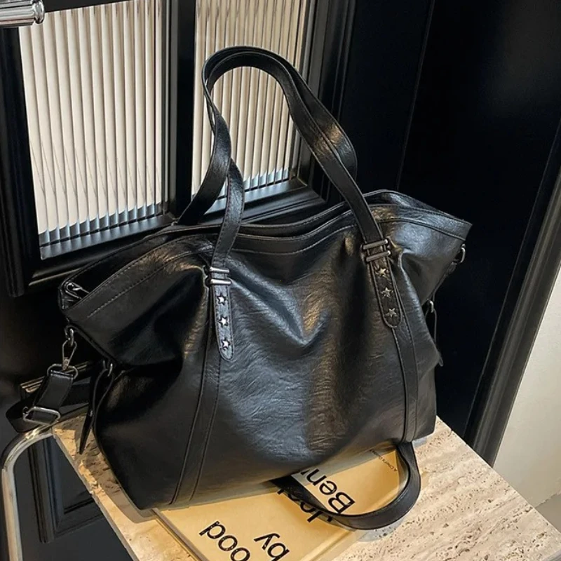 

Большие сумки-тоут для женщин из мягкой искусственной кожи, однотонные, вместительные, на плечо, через плечо, высококачественные сумки-шопперы.