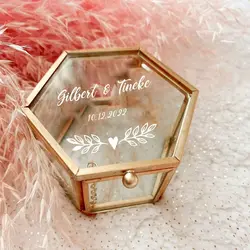 Custom Name Glass Ring Bearer Box, Wedding Ring Bearer, Personalized Pillow Box, Engagement Proposal Ring Bearer