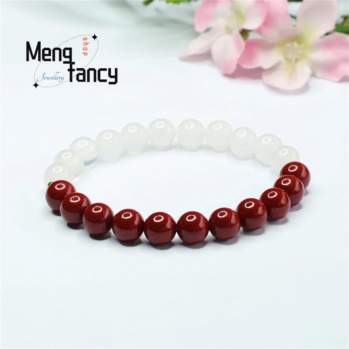 Natural White Jade Marrow Purple Gold Sand Round Bead Bracelet Best Selling Versatile Exquisite Elegant Women Fashion Jewelry